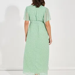 Styli Women V-Neck Polka Dot Printed Wrap Maxi Dress image 3