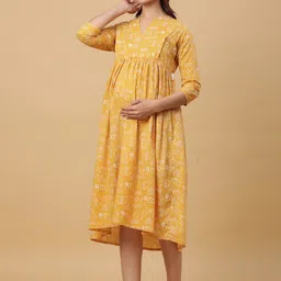 CRAFIQA Pure Cotton Maternity  Midi Nightdress image 5