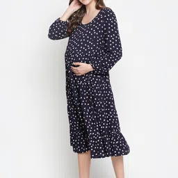 Oxolloxo Black Satin Maternity A-Line Midi Dress image 4