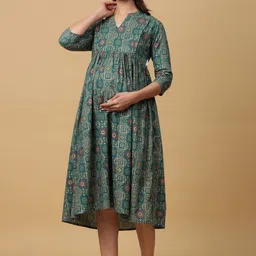 CRAFIQA Ethnic Motifs Print Maternity Midi Nightdress image 2