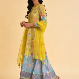 WISHFUL Ethnic Motifs Printed Maxi Fit And Flare Ethnic Dress With Dupatta image 4