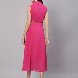 aayu Sleeveless Belted Shirt Style Maxi Dress image 4