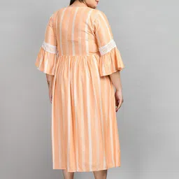 PrettyPlus by Desinoor.com Plus Size Striped Bell Sleeves Empire Midi Dress image 4