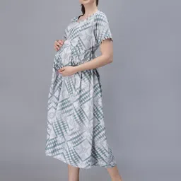 NIGHTSPREE Geometric Printed Maternity Empire Midi Dress image 4