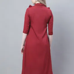 Enchanted Drapes Tie Up Neck Crepe A-Line Midi Dress image 4