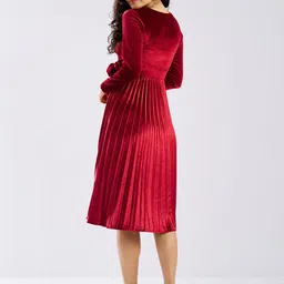 AASK Velvet Fit & Flare Midi Dress image 4