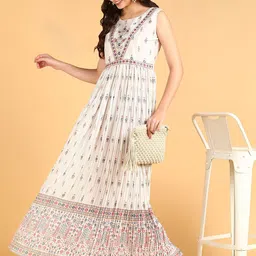 DISHWA FASHION Ethnic Motifs Printed Fit and Flare Dress image 5