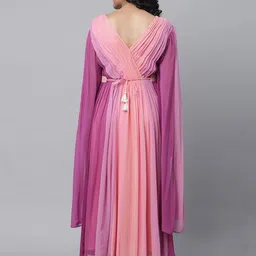 AURELIA Striped Slit Sleeves Fit & Flare Maxi Dress With Belt image 5