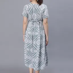 NIGHTSPREE Geometric Printed Maternity Empire Midi Dress image 5