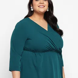 wild U Plus Size V-Neck Wrap Midi Dress image 5
