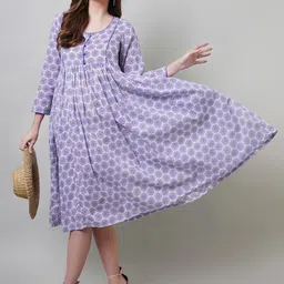 NAVIYATA Ethnic Motif Print Fit & Flare Cotton Midi Dress image 2