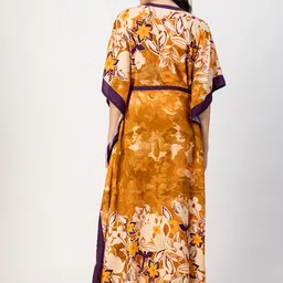 Moomaya Floral Printed Kimono Sleeves Kaftan Maxi Dress image 5
