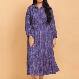 LastInch Blue Printed Ruffle Maxi Dress image 5