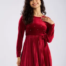 AASK Velvet Fit & Flare Midi Dress image 5