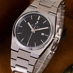 Sylvi Men Stainless Steel Straps Analogue Multi Function Watch PRO-Black-silver image 1