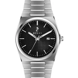 Sylvi Men Stainless Steel Straps Analogue Multi Function Watch PRO-Black-silver image 2