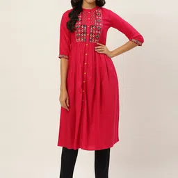 RANGMAYEE Women Pink Yoke Design A-Line Kurta-image-69