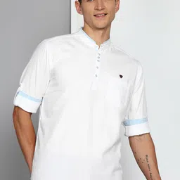 Kuons Avenue Band Collar Linen Regular Kurta-image-57