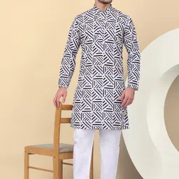 KRAFT INDIA Men Chevron Striped Thread Work Anarkali Kurta-picture-24