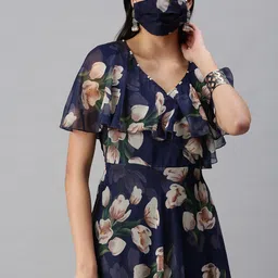 SHOWOFF Women Blue Dyed Thread Work Anarkali Kurta-picture-50