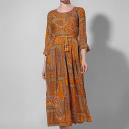 KALINI Floral Printed Fit & Flare Maxi Ethnic Dress-picture-37