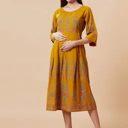 Jeff co-op Women Printed Floral Maternity Anarkali Kurta-picture-21