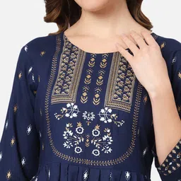 KALINI Pleated Ethnic Motifs Printed A-Line Kurta image 4