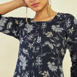 Soch Floral Printed Roll Up Sleeves Straight Kurta image 5