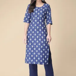 7threads KALINI Pack of 2 Ethnic Motifs Printed Crepe Kurta image 5