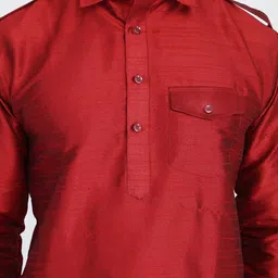 ROYAL KURTA Men Maroon Summer Sheers Pathani Kurta image 2