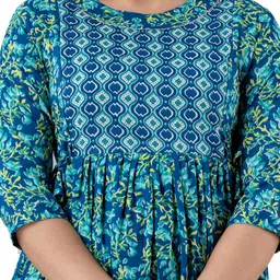 NITVAN Women Navy Blue Printed Block Print Maternity Anarkali Kurta image 4