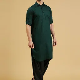 RAJUBHAI HARGOVINDAS Ethnic Woven Design Cotton Pathani Kurta image 4