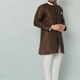 Kaifoo Men Brown Kurta image 2