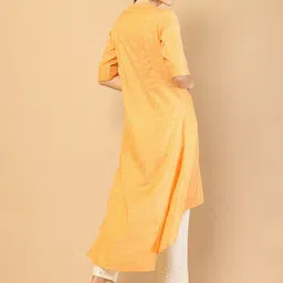 Soch Women Yellow High-Low Rayon Kurta image 4