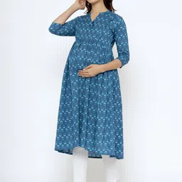 CRAFIQA Floral Printed Maternity Anarkali Pure Cotton Kurta image 2