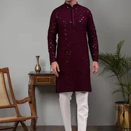 Jompers Geometric Embellished Sequinned Straight Kurta image 4