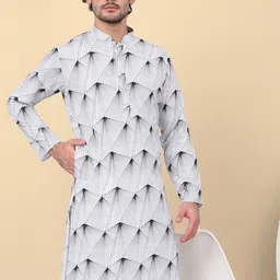 KRAFT INDIA Men Cold-Shoulder Sleeves Thread Work Pathani Kurta image 5