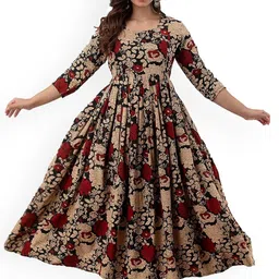 Charnest Floral Printed Pleated Maternity Anarkali Kurta image 3