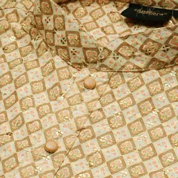 here&now x sanwara Sanwara Geometric Printed Mandarin Collar Long Sleeves Cotton Kurta image 4