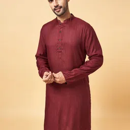 indus route by Pantaloons Striped Mandarin Collar Regular Kurta image 3