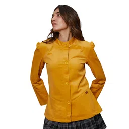 campus sutra Women's Blazer for Casual Wear | Mandarin Collar | Long Regular Sleeves | Button Closure | Blazer Crafted with Comfort Fit for Everyday Wear image 1