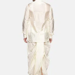Sethukrishna Men Cream-Coloured Kurta with Pyjamas image 5