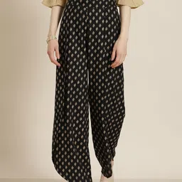 Juniper Women Black & Golden Ethnic Print Dhoti Pants image 1