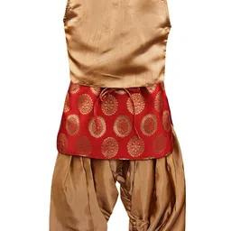 Wish Karo Girls Maroon & Brown Printed Kurta With Dhoti Pants & With Waistcoat image 5