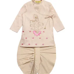 Tiber Taber Boys Cream-Coloured Embroidered Kurta with Dhoti Pants image 5