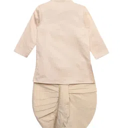 Tiber Taber Boys Cream-Coloured Embroidered Kurta with Dhoti Pants image 2
