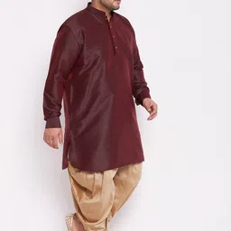 VASTRAMAY Men Burgundy Kurta with Dhoti Pants image 5