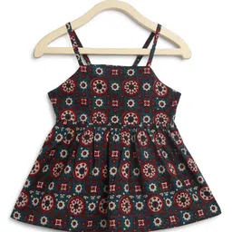 Tiber Taber Girls Ethnic Motifs Printed Gathered Pure Cotton Top with Dhoti Pants image 5