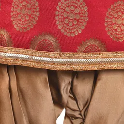 Wish Karo Girls Maroon & Brown Printed Kurta With Dhoti Pants & With Waistcoat image 4