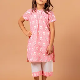 Sangria Printed Pure Cotton Kurta With Trouser image 1